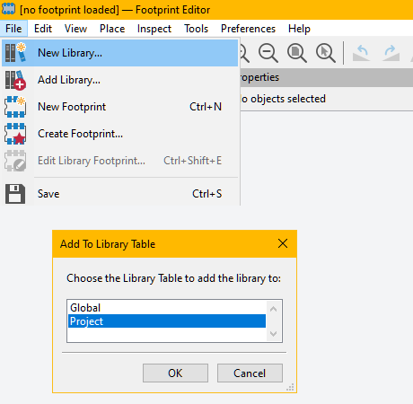 New library Footprint Editor