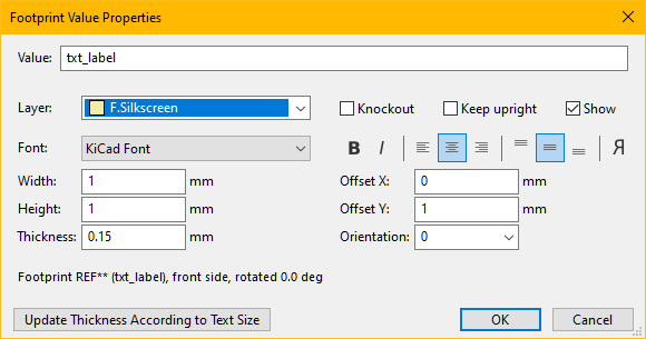 Footprint Value Properties